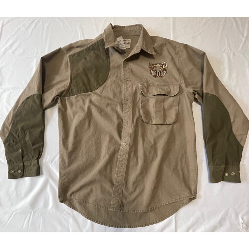 Wrangler Shirt Hunting Shooting Rugged Wear Brown Green Mens Large 16-16‎ 1/2